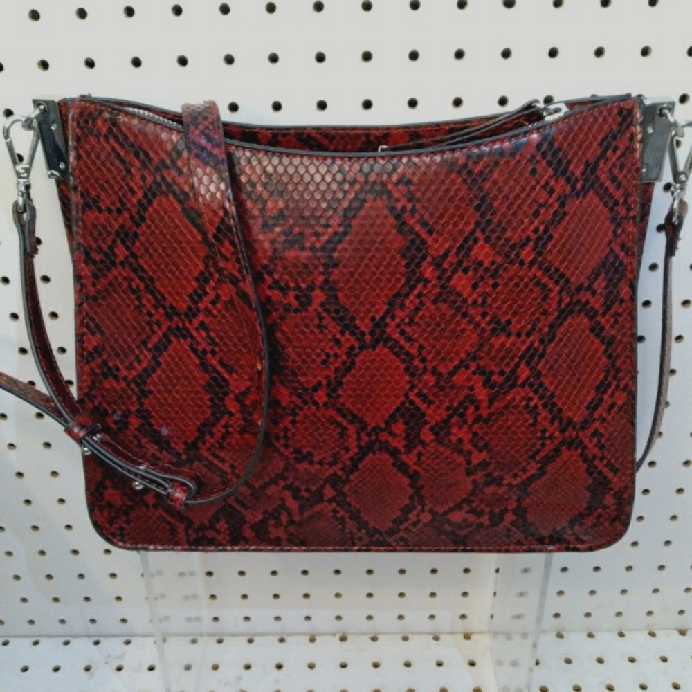 Alfani Red Snake-Print Crossbody Bag